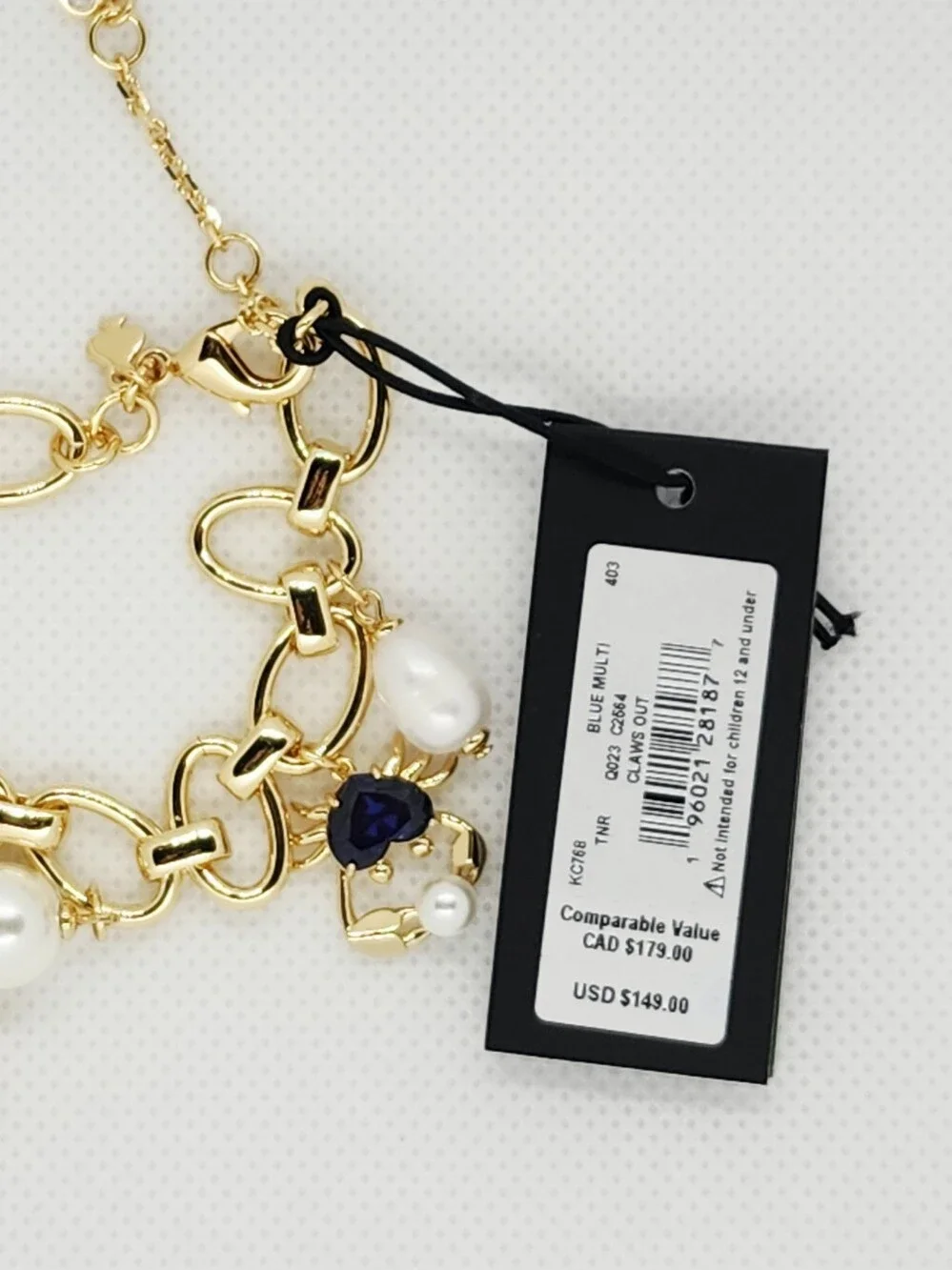Kate Spade Crab Gold Bracelet with Blue and White Accents - Picture 4 of 11